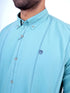 Men Aqua Blue Stripes Printed Sustainable Casual Full Shirt