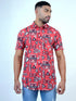Men Red Geometric Printed Sustainable Casual Short Shirt