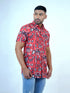 Men Red Geometric Printed Sustainable Casual Short Shirt