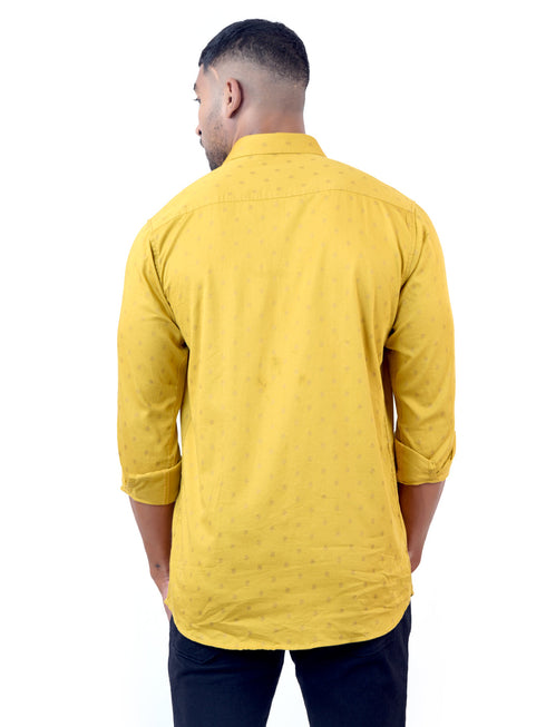 Men Musterd Floral Printed Sustainable Casual Full Shirt