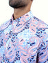 Men Light Blue Floral Printed Sustainable Casual Short Shirt