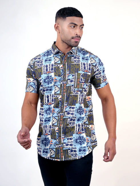 Men Multi Graphic Printed Sustainable Casual Short Shirt