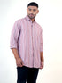 Men Peach Pink Stripes Printed Sustainable Casual Full Shirt