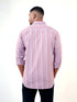 Men Peach Pink Stripes Printed Sustainable Casual Full Shirt