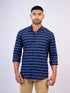 Men Navy Blue Striped Sustainable Casual Full Shirt