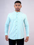 Men Aqua Blue Solid Sustainable Casual Full Shirt