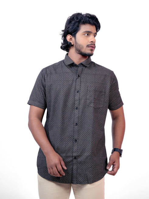 Men Black Printed Sustainable Casual Half Shirt