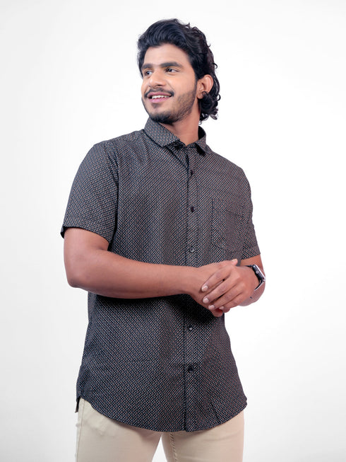 Men Black Printed Sustainable Casual Half Shirt