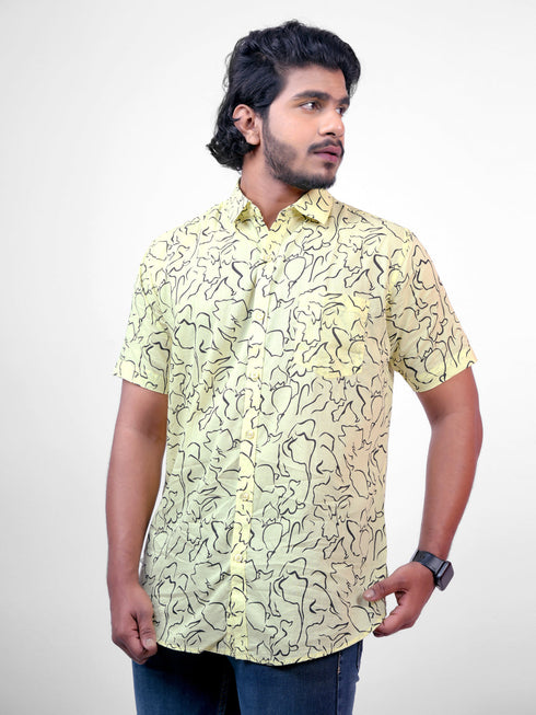 Men Yellow Printed Sustainable Casual Half Shirt