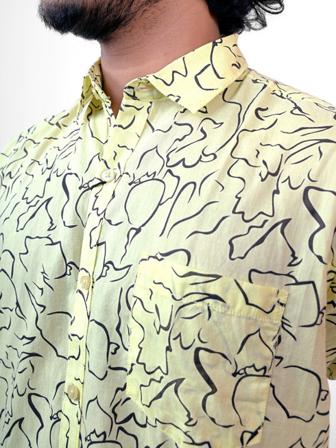 Men Yellow Printed Sustainable Casual Half Shirt
