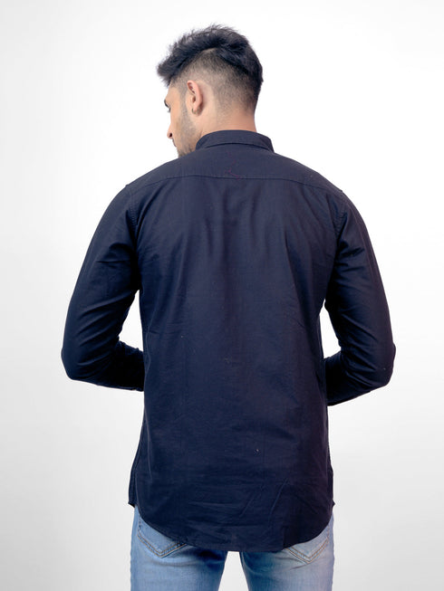 Men Black Solid Sustainable Casual Full Shirt