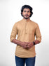 Men Beige Solid Sustainable Casual Full Shirt