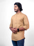 Men Beige Solid Sustainable Casual Full Shirt