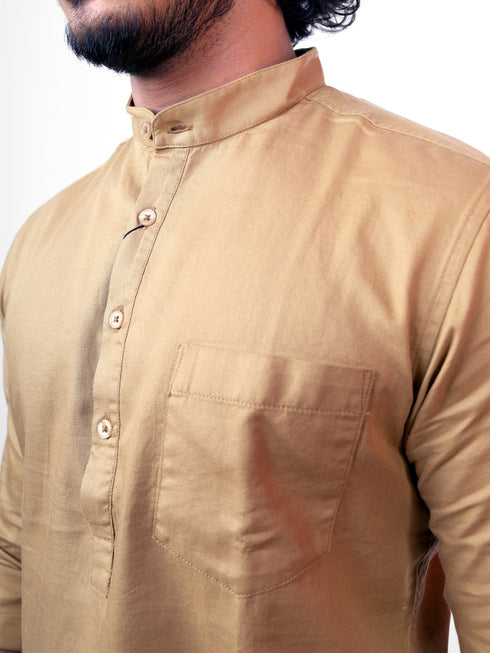 Men Beige Solid Sustainable Casual Full Shirt