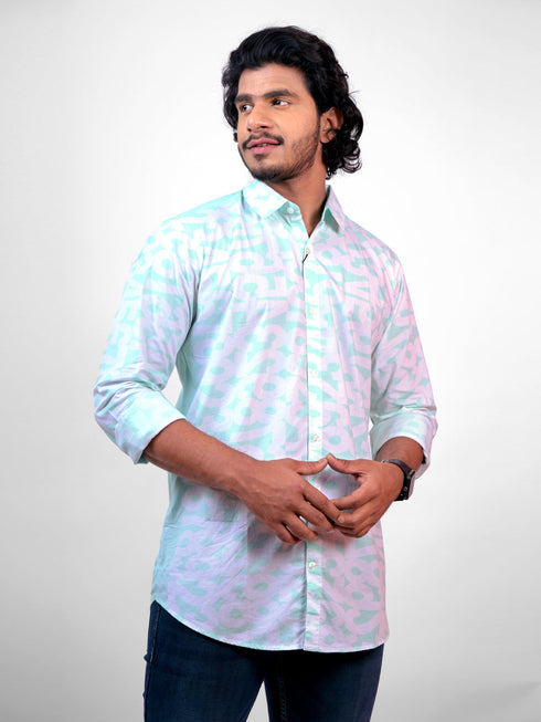 Men Aqua Printed Sustainable Casual Full Shirt