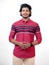 Men maroon Striped Sustainable Casual Full Shirt