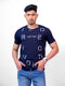 Men Navy Typography regular Fit casual T-Shirt