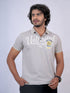 Men Beige Polo Typography Regular Fit Casual T-Shirt