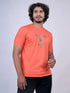 Men Orange Typography Regular Fit Casual T-Shirt