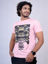 Men Light Pink Graphic Print Regular Fit Casual T-Shirt