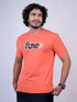 Men Orange Graphic Print Regular Fit Casual T-Shirt