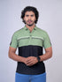 Men Green And Black Stripline Regular Fit Casual T-Shirt