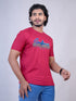 Men Maroon Typography Regular Fit Casual T-Shirt