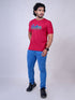 Men Maroon Typography Regular Fit Casual T-Shirt