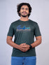 Men Dark Green Typography Regular Fit Casual T-Shirt