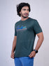 Men Dark Green Typography Regular Fit Casual T-Shirt