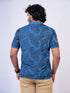 Men Royal Blue Leaves Printed Regular Fit Casual T-Shirt