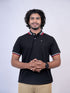 Men Black Polo Solid Regular Fit Casual T-Shirt