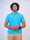 Men Teal Blue Polo Solid Regular Fit Casual T-Shirt
