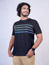 Men Black Stripline Regular Fit Casual T-Shirt