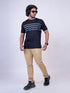 Men Black Stripline Regular Fit Casual T-Shirt