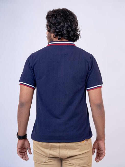 Men Navy Polo Solid Casual T-Shirt