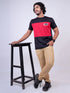 Men Black And Red Solid Regular Fit Casual T-Shirt