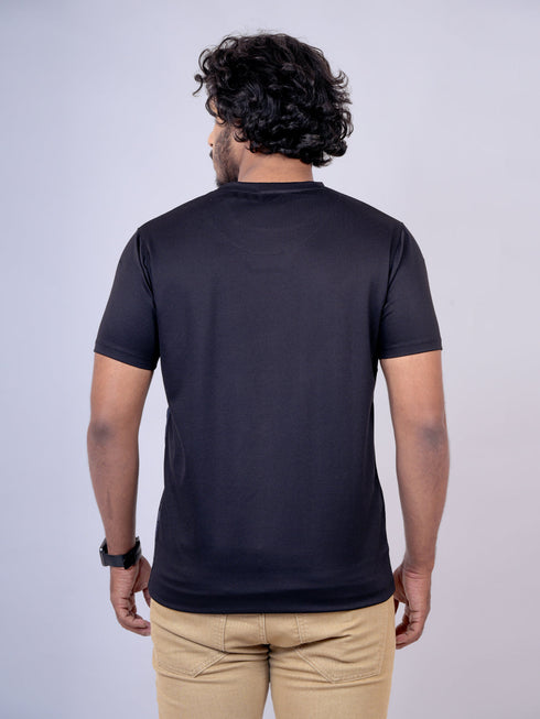 Men Black Graphic Print Regular Fit Casual T-Shirt