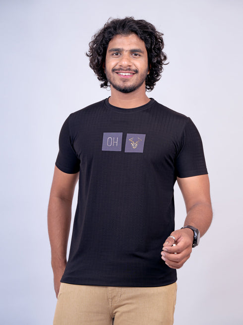 Men Black Print Regular Fit Casual T-Shirt