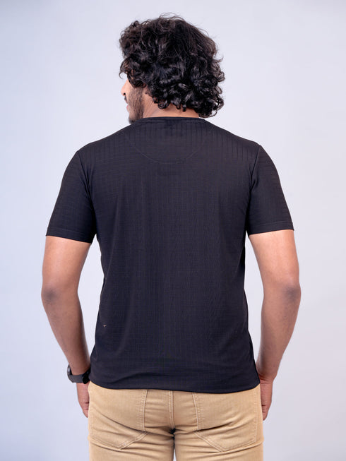 Men Black Print Regular Fit Casual T-Shirt