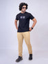 Men Black Print Regular Fit Casual T-Shirt