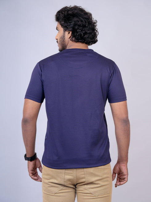 Men Navy Graphic Print Regular Fit Casual T-Shirt