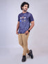 Men Navy Graphic Print Regular Fit Casual T-Shirt