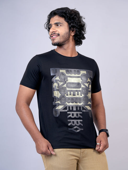 Men Black Graphic Print Regular Casual T-Shirt