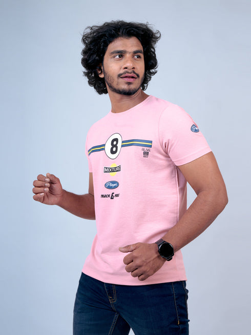 Men Pink Peach Typography Print Regular Fit Casual T-Shirt