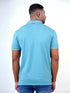 Men Aqua Blue Polo Typography Regular Fit Casual T-Shirt