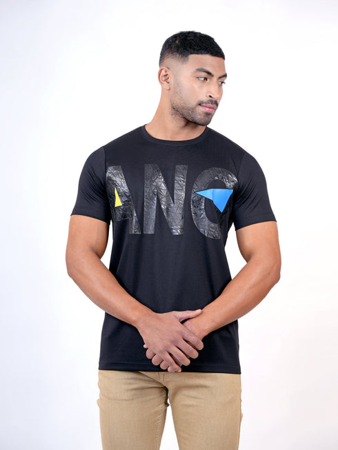 Men Black Regular Fit Casual T-Shirt