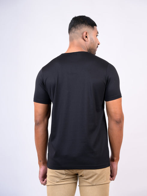 Men Black Regular Fit Casual T-Shirt