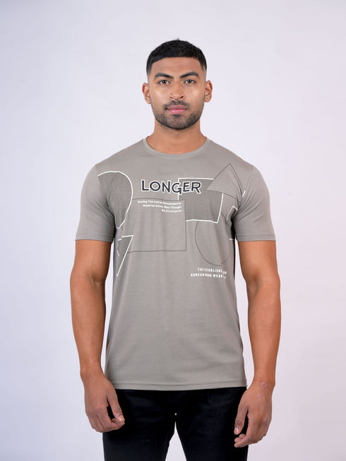 Men Grey Typography Printed Regular Fit Casual T-Shirt