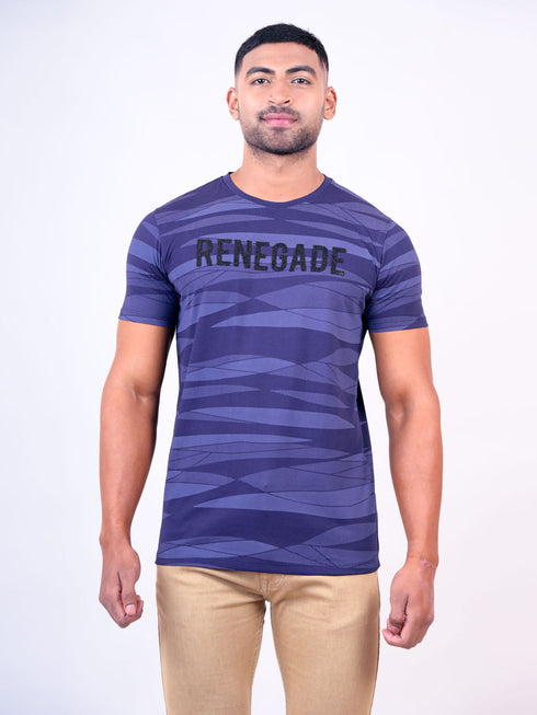 Men Navy Typography Printed Regular Fit Casual T-Shirt